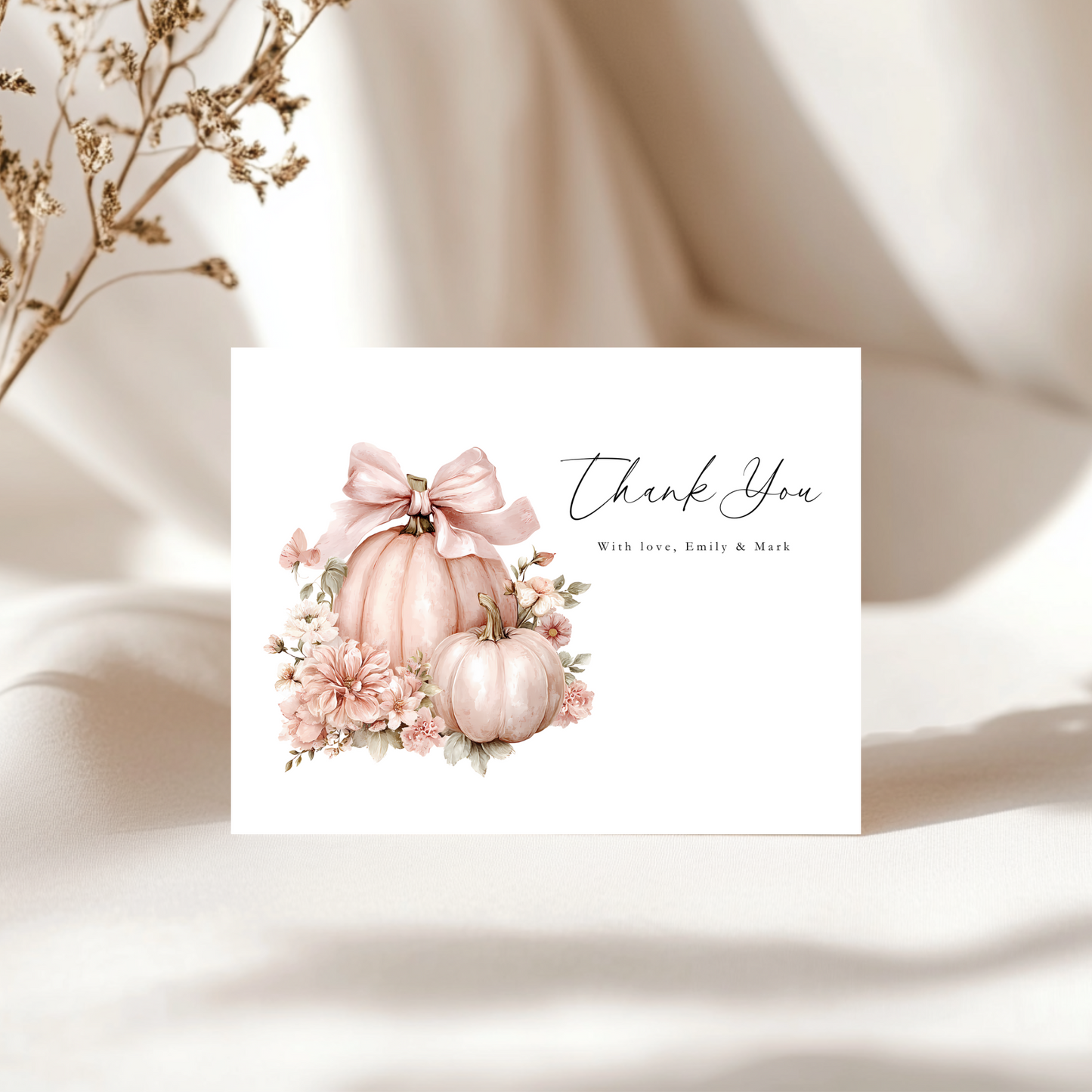 Baby Shower Invitation Bundle - Floral Pink Bow Pumpkin Coquette BS233