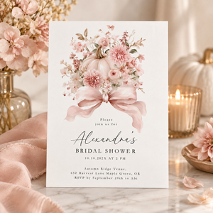 Pink Pumpkin Bridal Shower Invitation L16
