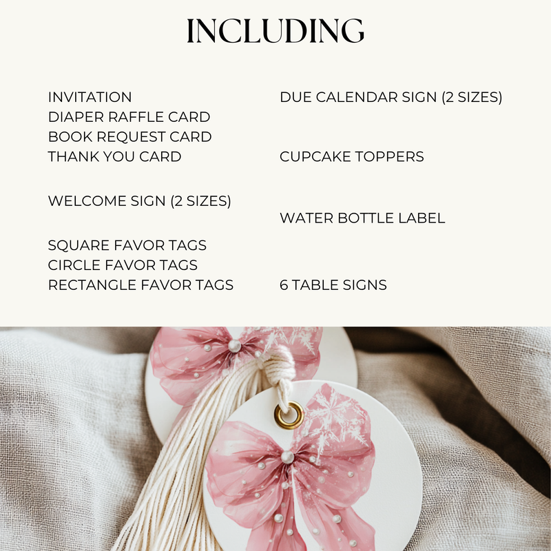 Pink Bow Winter Baby Shower Bundle BS257