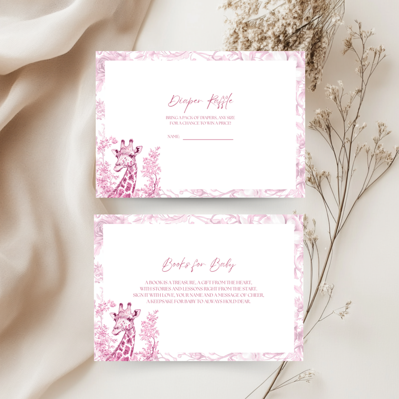 Baby Shower Invitation Bundle - Pink Safari Chinoiserie Giraffe BS16