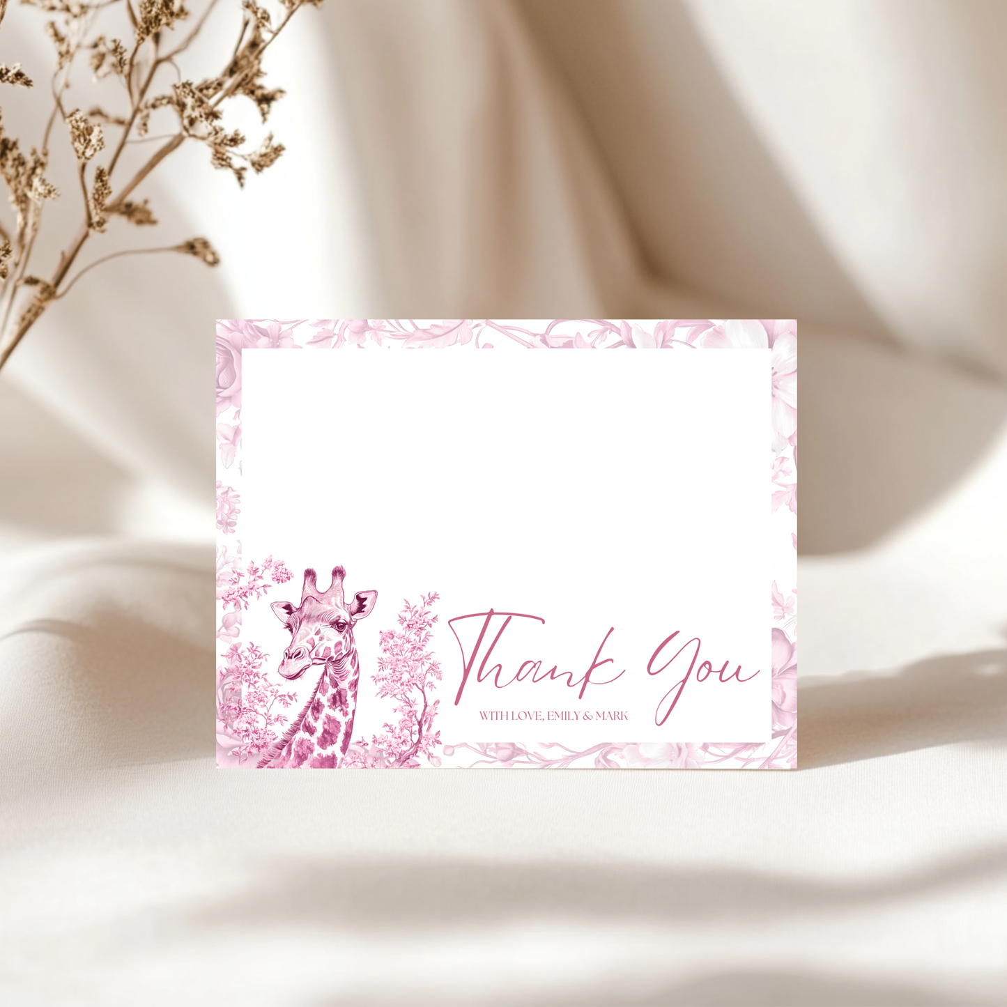 Baby Shower Invitation Bundle - Pink Safari Chinoiserie Giraffe BS16