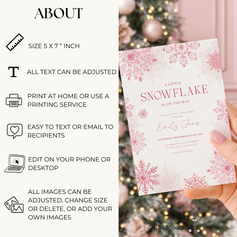 A Little Snowflake Is On The Way Baby Shower Invitation BS256