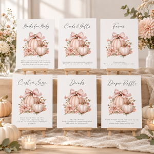 A Little Pumpkin Is On The Way Pink Baby Shower Mega Bundle BS233