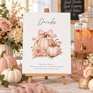 Pink Pumpkin Baby Shower Table Sign Bundle BS233