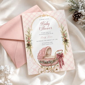 Pink Winter Merry Little Baby Shower Invitation – Baby It’s Cold Outside BS326