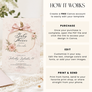 Pink Pumpkin Coquette Baby Shower Invitation L157