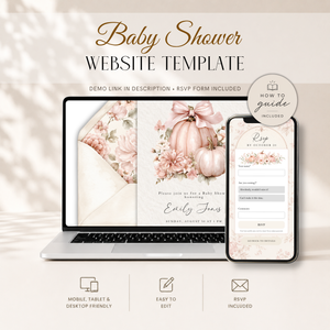 Pink Pumpkin Baby Shower Website Invitation with RSVP BS233
