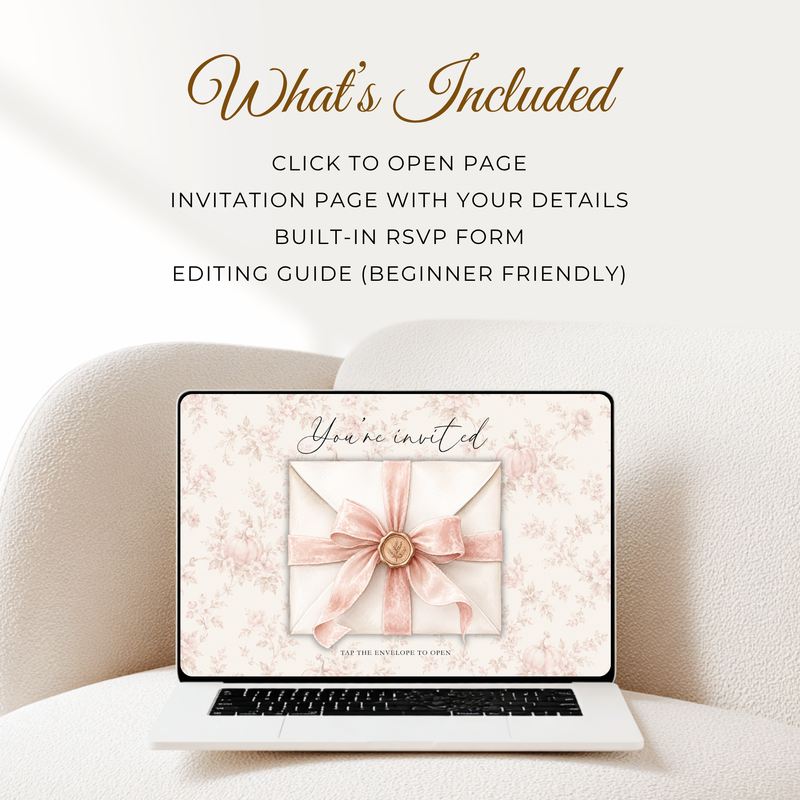 Pink Pumpkin Baby Shower Website Invitation with RSVP BS233
