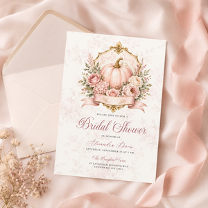 Pink Pumpkin Bridal Shower Invitation L158