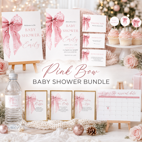 Pink Bow Winter Baby Shower Bundle BS257