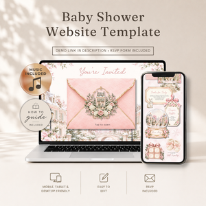 Pink It Takes a Village Baby Shower Website Invitation with RSVP L168
