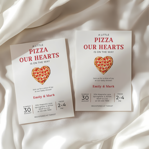 Baby Shower Invitation - A Little Pizza Our Hearts Pizza Theme BS95