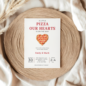 Baby Shower Invitation - A Little Pizza Our Hearts Pizza Theme BS95