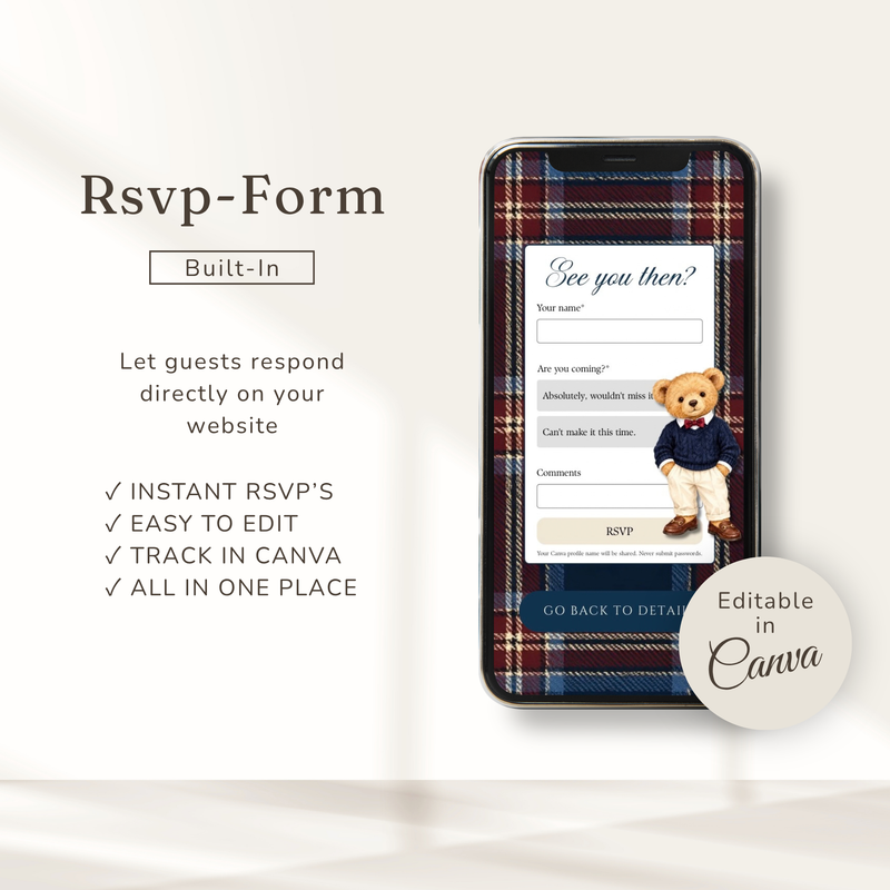 Polo Bear Baby Shower Website Invitation with RSVP BS340
