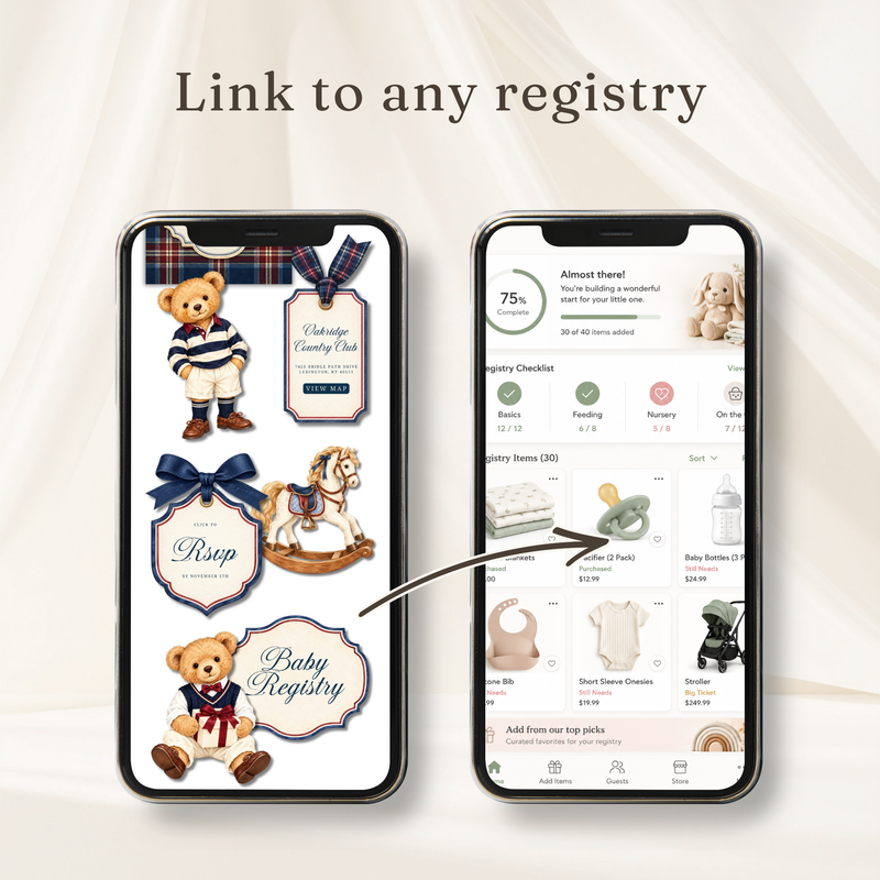 Polo Bear Baby Shower Website Invitation with RSVP BS340