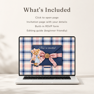 Polo Bear Girl Baby Shower Website Invitation with RSVP BS341