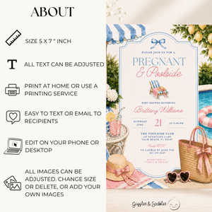 Pregnant & Poolside Baby Shower Invitation BS309