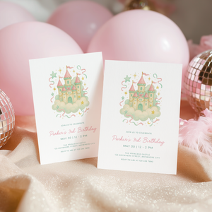 Preppy Princess Castle Birthday Invitation L118