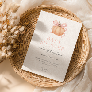 Baby Shower Invitation - Little Pumpkin with Bow BS189