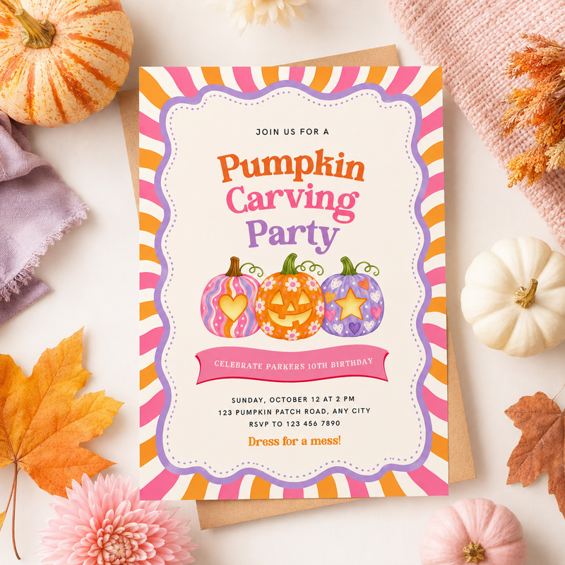 Pumpkin Carving Party Invitation L164