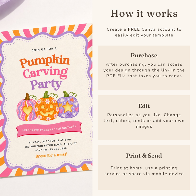 Pumpkin Carving Party Invitation L164