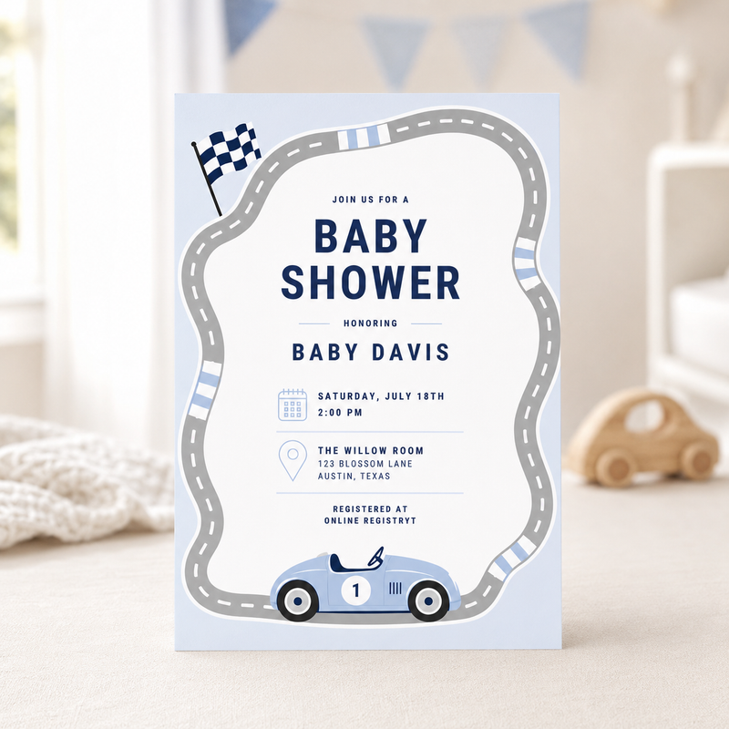 Racecar Baby Shower Invitation L163