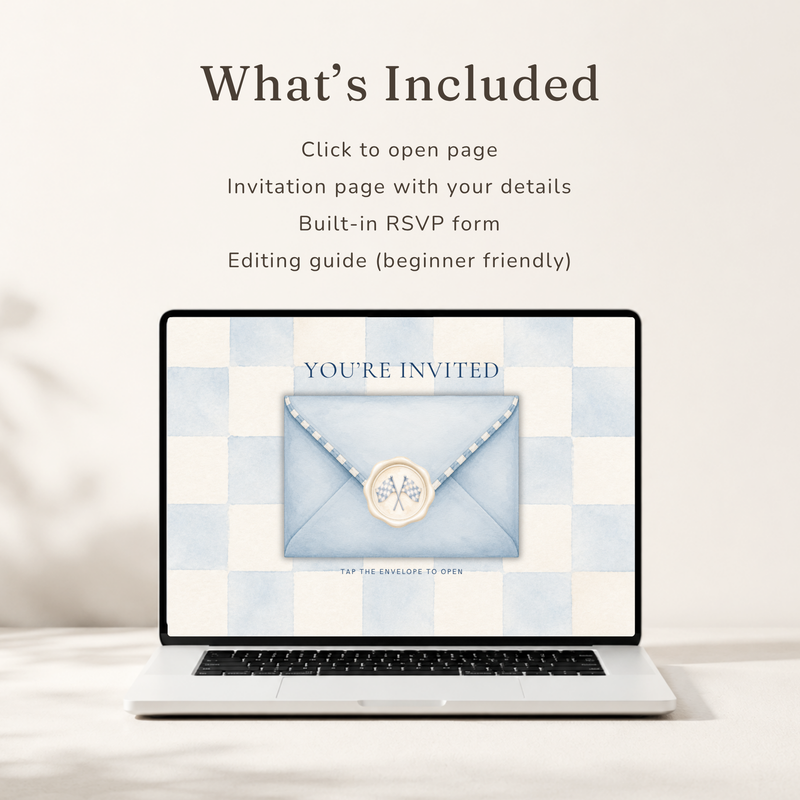 Racecar Baby Shower Website Invitation with RSVP Online Form BS320