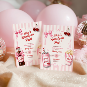 She's Ready To Pop Baby Shower Invitation Girl BS304