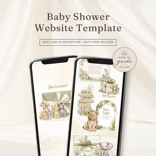 Safari Baby Shower Website Invitation with RSVP Tracer BS319