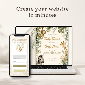 Safari Baby Shower Website Invitation with RSVP Tracker BS319