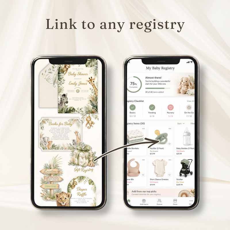 Safari Baby Shower Website Invitation with RSVP Tracker BS319