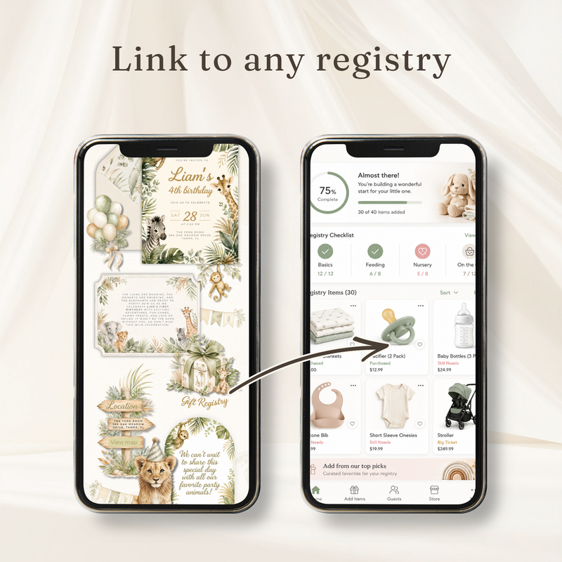 Safari Birthday Website Invitation with Online RSVP Tracker L160