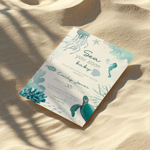 Baby Shower Invitation - Sea You Soon Baby Under The Sea Animals BS158