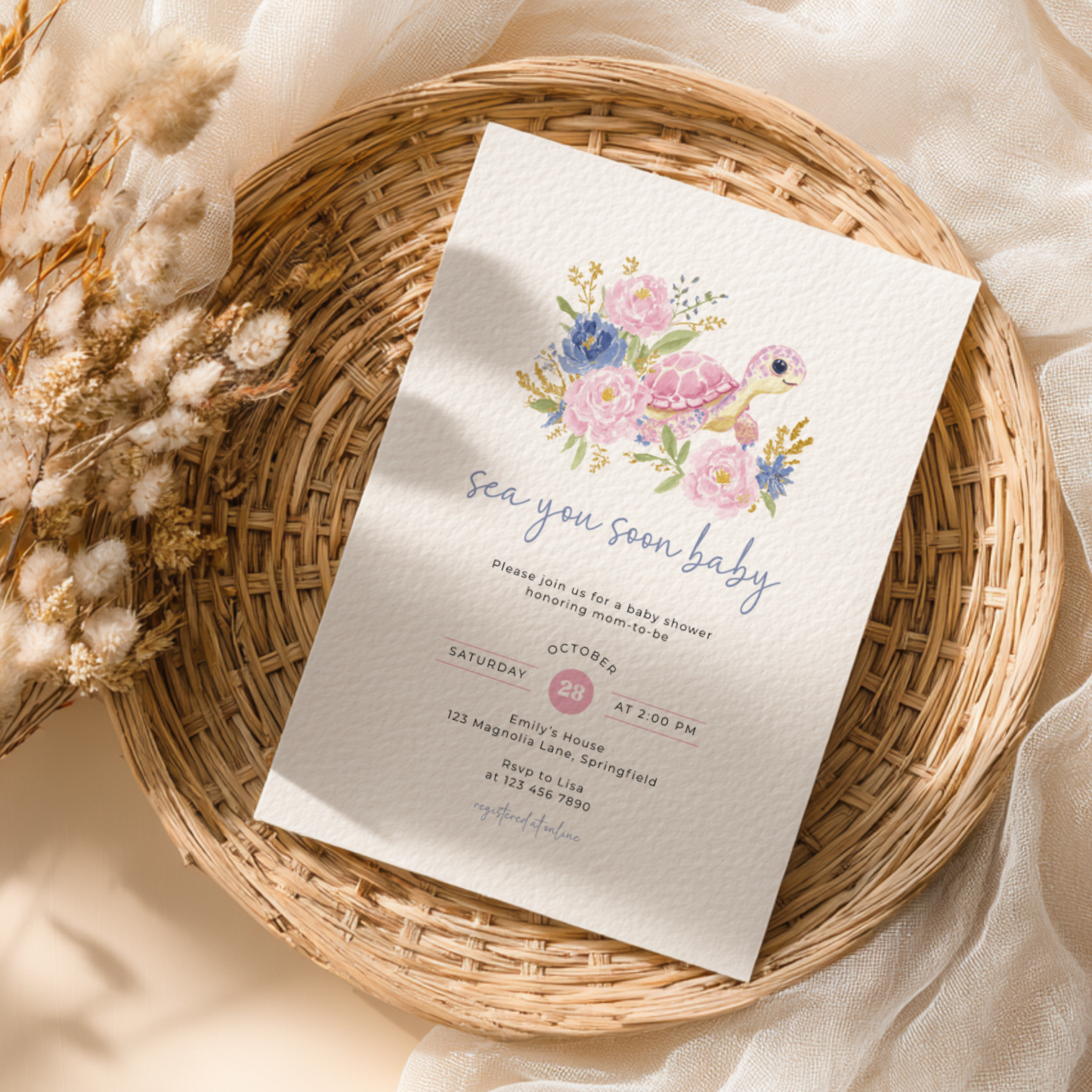 Sea You Soon Sea Turtle Baby Shower Invitation BS283