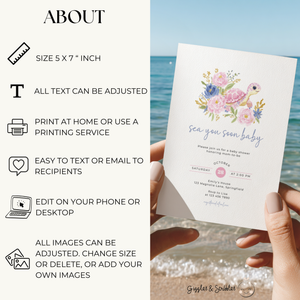 Sea You Soon Sea Turtle Baby Shower Invitation BS283
