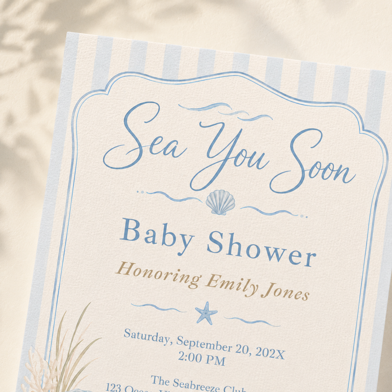 Sea You Soon Coastal Baby Shower Invitation BS318
