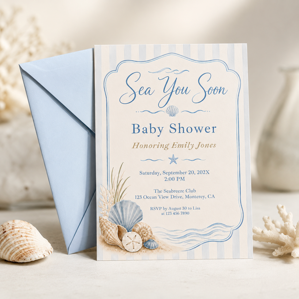 Sea You Soon Coastal Baby Shower Invitation BS318