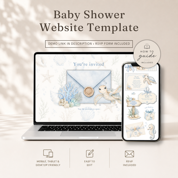 Sea You Soon Baby Shower Website Invitation with RSVP BS318