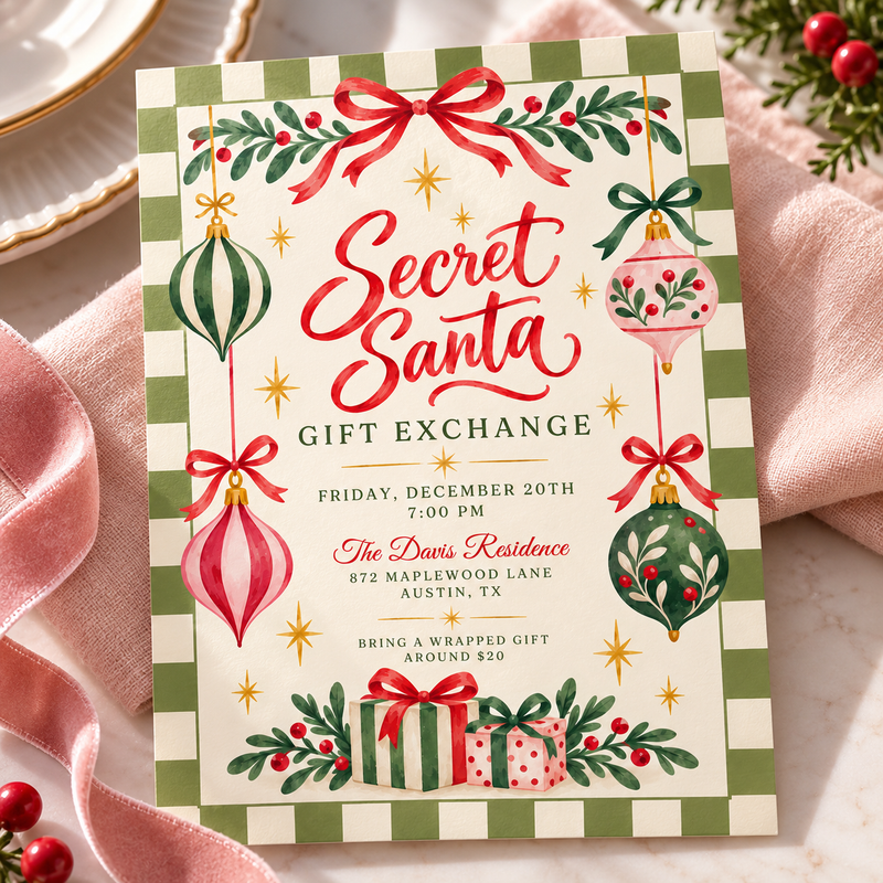 Secret Santa Christmas Invitation L195