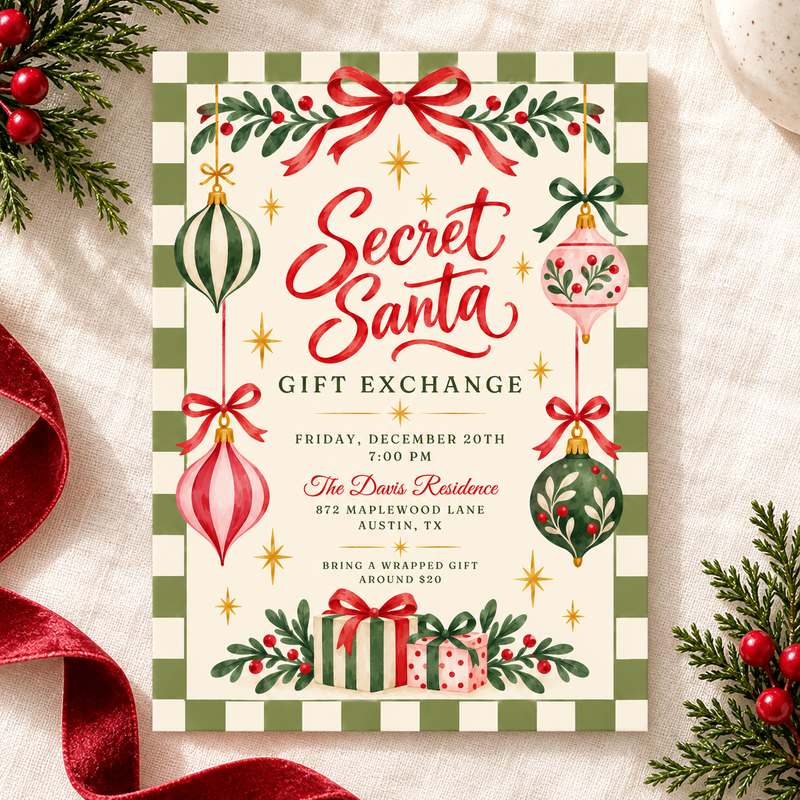 Secret Santa Christmas Invitation L195