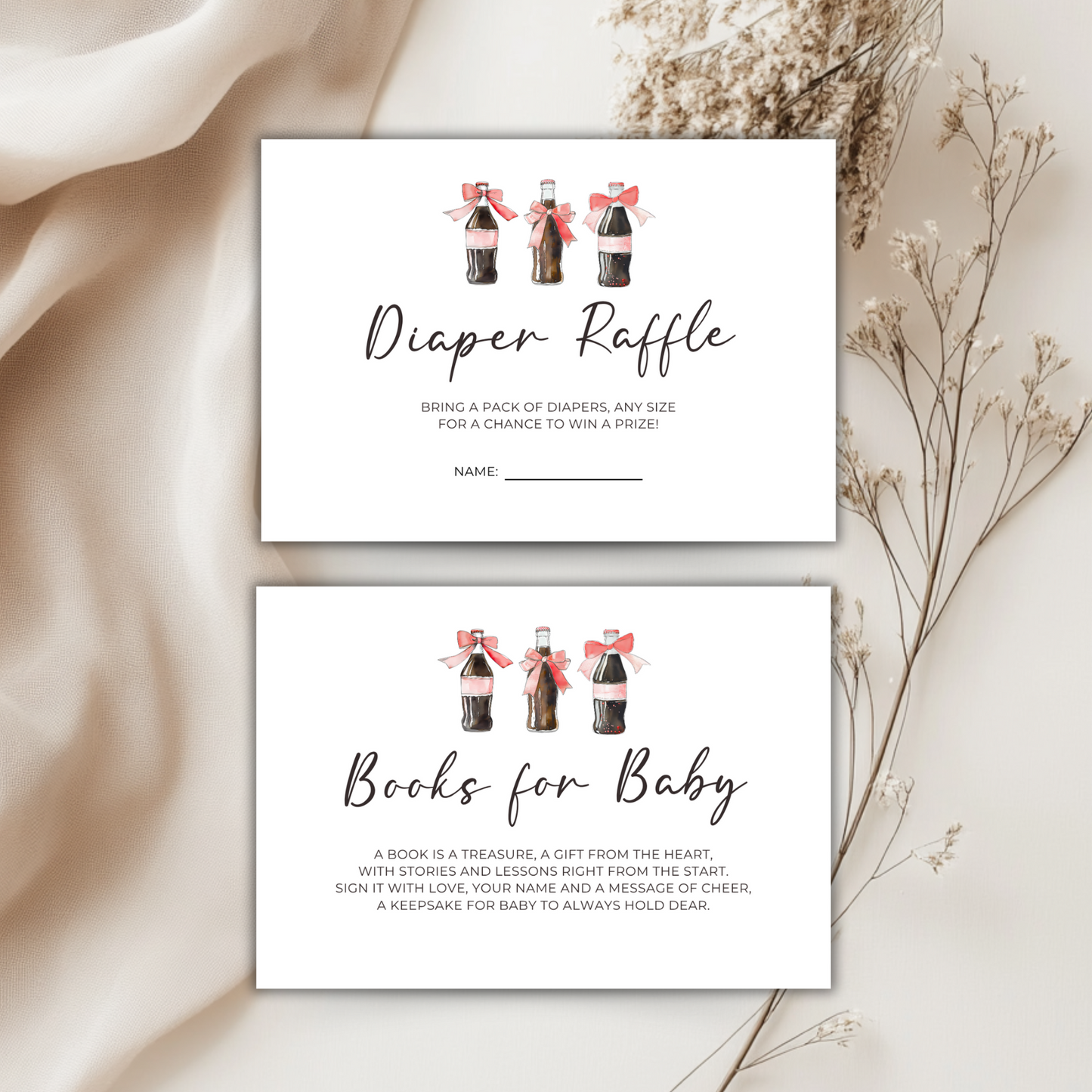 Baby Shower Invitation Bundle - She's Ready To Pop Soda Bottle with Red Bows BS153