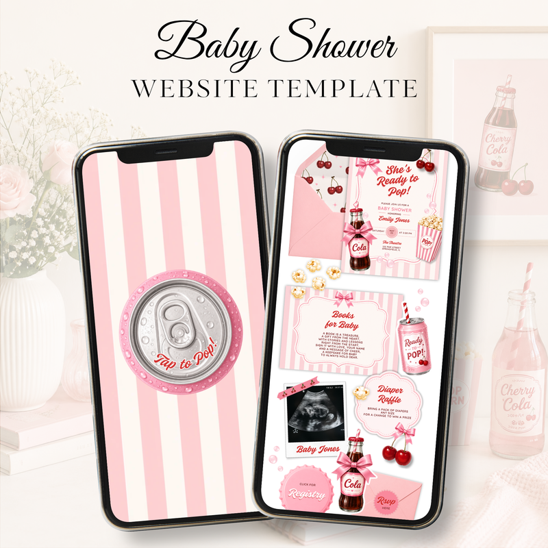 She's Ready To Pop Baby Shower Website Invite with RSVP - Pink Version BS304