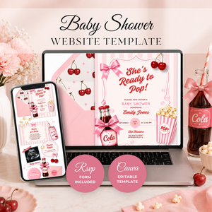 She's Ready To Pop Baby Shower Website Invite with RSVP - Pink Version BS304