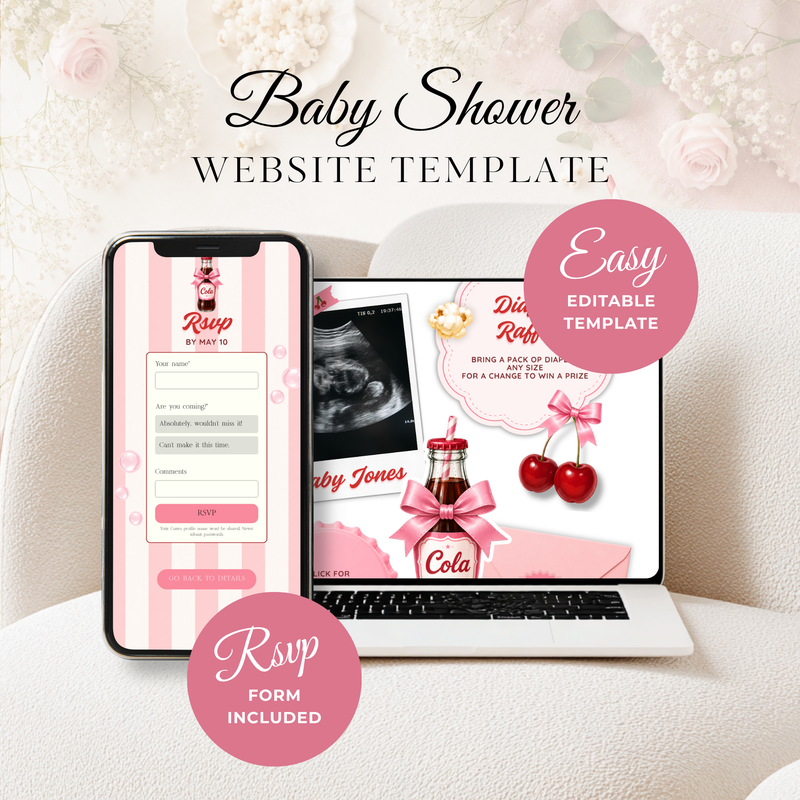 She's Ready To Pop Baby Shower Website Invite with RSVP - Pink Version BS304