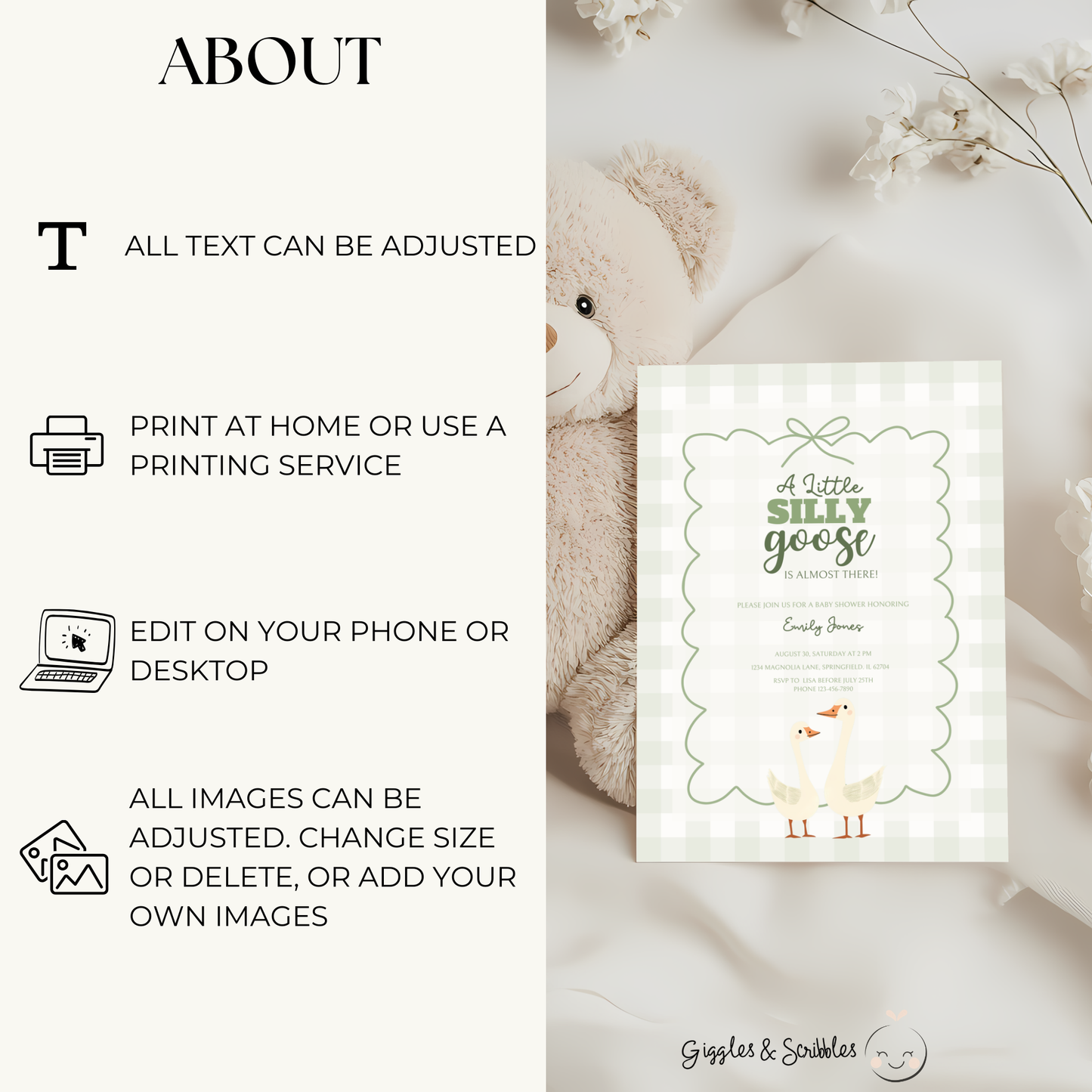 Baby Shower Mega Bundle - Green Silly Goose Gingham BS24