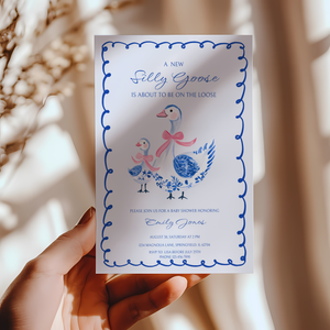 Baby Shower Invitation - Blue Chinoiserie Silly Goose BS28
