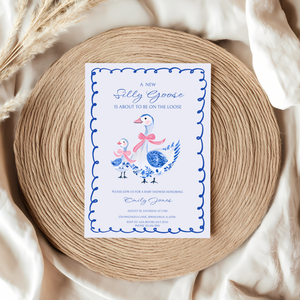 Baby Shower Invitation - Blue Chinoiserie Silly Goose BS28