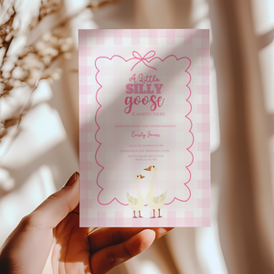 Baby Shower Invitation - Pink Silly Goose Gingham BS22