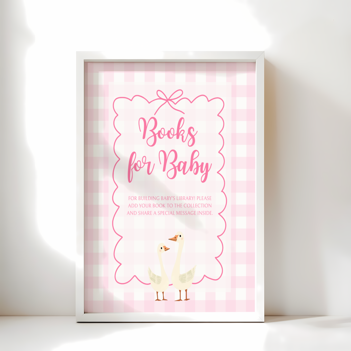 Baby Shower Table Sign Bundle - Pink Silly Goose Gingham BS22