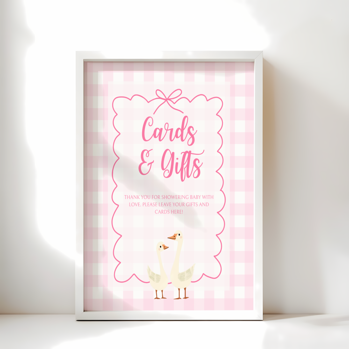 Baby Shower Table Sign Bundle - Pink Silly Goose Gingham BS22